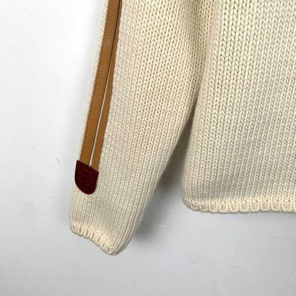 Gucci Beige Wool Knit Sweater With Leather Side Stitching XS Long Sleeve Made In - Picture 4 of 8